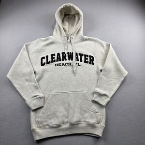 Pacific & Co Clearwater Beach FL Hoodie Oatmeal Gray Mens Small Florida Souvenir